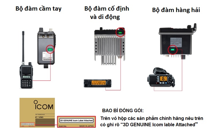 bộ đàm chính hãng tem 3D